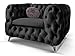 Produktbild Chesterfield Sofa Couch Stoff Samt 3 Sitzer 2 Sitzer Sessel 1 Sitzer Designer Möbel Emma (1-Sitzer, Schwarz)