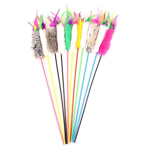 Domybest 1pcs Plumeaux pour Chat Canne à Pêche pour Chat Jouet à Plumes avec Cloche Bâton de Chat Drôle Jouet Interactif pour Chat Cover