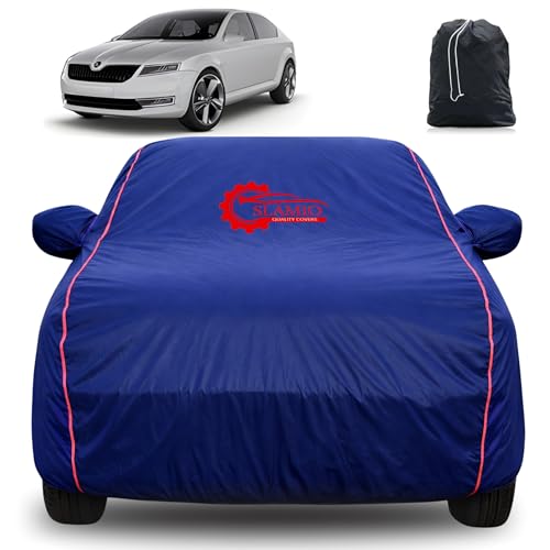 Image of 100% Waterproof Car Cover for Skoda Laura | All-Weather, Dustproof & UV Protection | Heavy-Duty 3-Layer Fabric | Custom Fit with Mirror & Antenna Pocket | Navy Blue