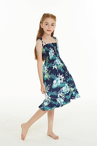 Image of Family Matching Hawaiian Clothes, Orchid Breeze Navy | Lightweight 100% rayon • Family matching outfits • Beach vacations • Luaus • Cruises • Family photos