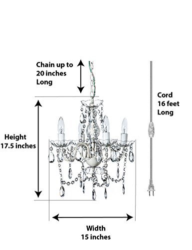 Image of The Original Gypsy 4-Light Plug-in Crystal Swag Chandelier, White