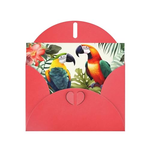 DWVTSLH オオハシ オウム ヤシの木の葉 グリーティングカード 封筒とステッカー付き 空白のメモカード 4x6インチ バースデーカード ポップアップサンキューカード あらゆる機会に最適なステーショナリーセット