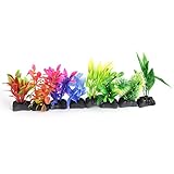  Ruilogod Plasique Aquarium Tank Simulation Simulation Paysage Sous-eau Plante 12 PCS