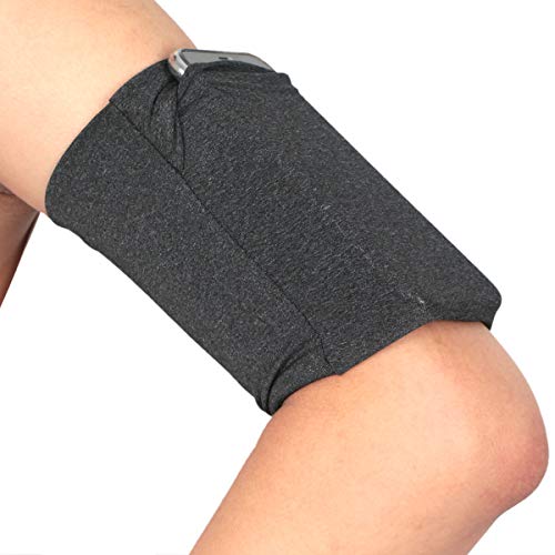Running Arm Band for Cell Phone - Hidden Pocket Arm Sleeve Strap Wristband Pouch Case Compatible with iPhone 6 6S 7 8 Plus X XR XS 11 Android Samsung Galaxy Pixel Jogging Walking Run - Short/Dark Grey