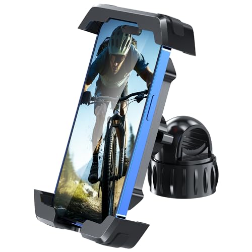 Image of Generic TEKING Bike Phone Holder, Motorcycle Phone Mount [Upgraded Lock Button & 360 Rotatable Reinforce Base] - Bicycle /Motorcycle Handlebar Clip Suitable for 4.7 inch inch - 7 inch inch Smartphones, Black