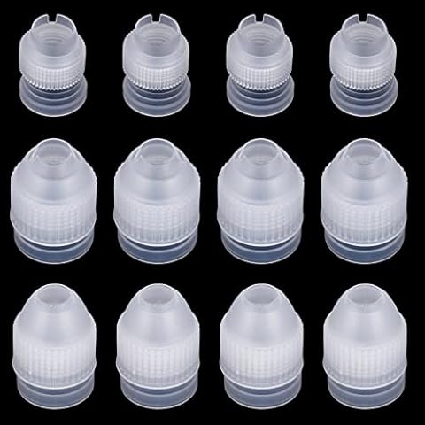 Bestomrogh 12 Pcs Pipe Tip Coupler Adaptor,Large Icing Couplers White Icing Piping Nozzle Bag Set for Icing Nozzles Icing Coupler Tools Cover