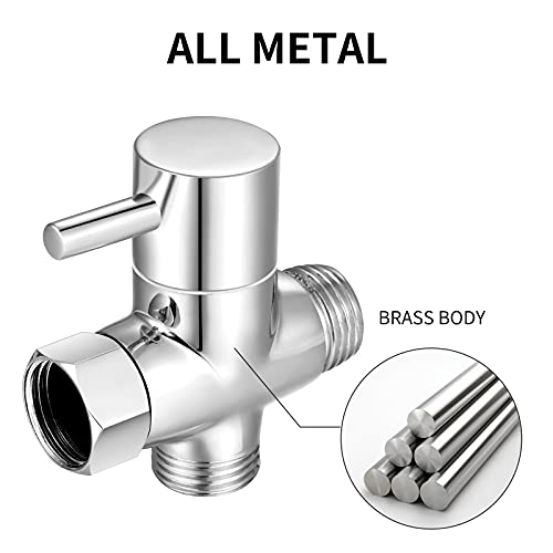 BRIGHT SHOWERS 3-Wege-Duscharm-Umstellventil – Für Handbrause & Festen Sprühkopf, Gebürstetes Nickel