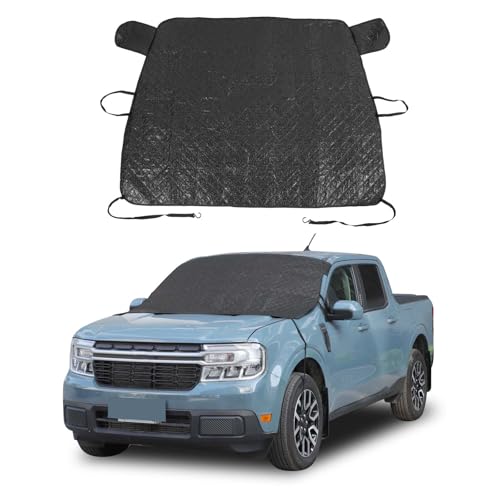 Image of Windshield Snow Cover Fit for Ford Ranger Maverick 2022-2024, Front Windshield Cover for Ice and Snow, Auto Extra Thick Windshield Ice Cover Protects Windshield from Rain, Sun, Frost (Black)