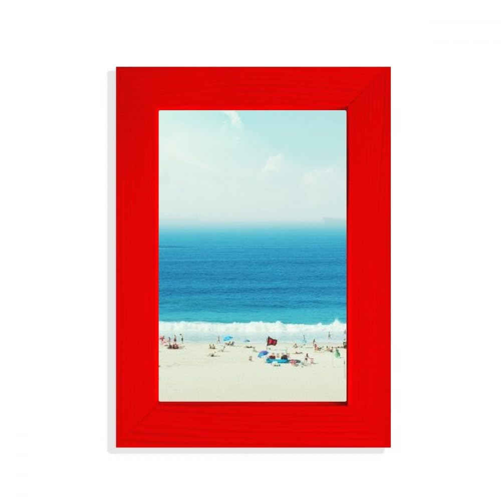 Cadre photo art rouge océan et sable pour décoration murale nature