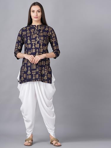 Image of Women Rayon Straight Golden Foil Printed Kurta with Palazzo || Kurti with Palazzo Set for Casual Party & Festival Wear in Round Neck with 3 /4 Sleeve for Girls