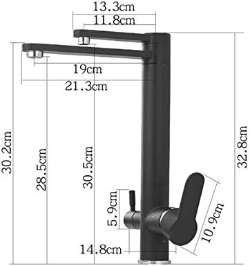 Kitchen Sink Faucet for Bar Farmhouse Commercial, Hot Cold Kitchen Sink Faucets, Water Filter Taps, Swivel 360 Degree Water Mixer Tap, Single Hole Black Kitchen Faucet (Color : Black)