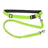 Furhaven Pet Leash for Dogs and Puppies - Trail Pup Hands-Free Waist Belt Training Bungee Dog Leash for Walking and Running, Neon Green, One Size
