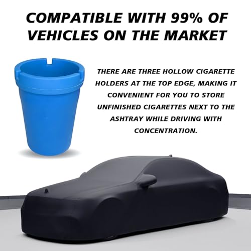 Image of BEYPOVK Car Ashtray with Lid, Smokeless Ashtrays for Car Cup Holder Smell Proof, Automotive Interior Accessories Portable Cigarette Ash Tray for Indoor Home Office Outdoor Car Truck SUV (Blue)