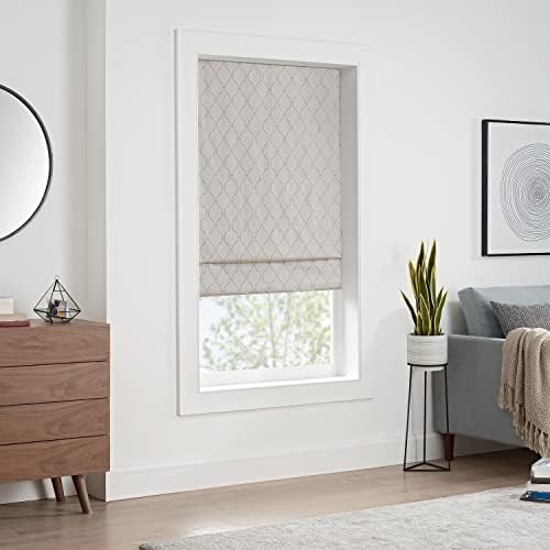 ECLIPSE Darien Insulating Blackout Cordless Lined Window Roman Shade for Living Room, 39 in x 64 in, Linen