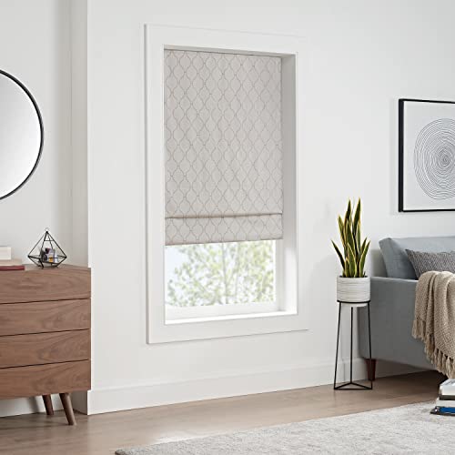 Eclipse Darien Insulating Blackout Cordless Lined Window Roman Shade For Living Room, 39 In X 64 In, Linen #TOP1