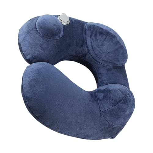 Dmuzsoih Aufblasbares Reisekissen, aufblasbares Büro-Nickerchenkissen, Aufbewahrungstasche, manuell gepresste Flugzeug-Kopfstütze mit waschbarem Bezug für Auto, Kreuzfahrt, Autoreise, Nickerchen