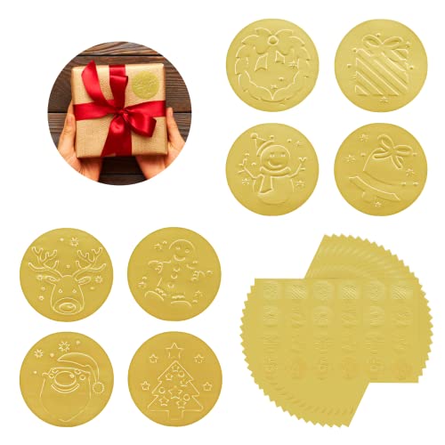 480 pegatinas de Navidad, pegatinas de regalo de Feliz Navidad redondas de oro, etiqueta autoadhesiva para agradecimiento, caja de regalo, paquete de sobres de caramelo, galletas Cover