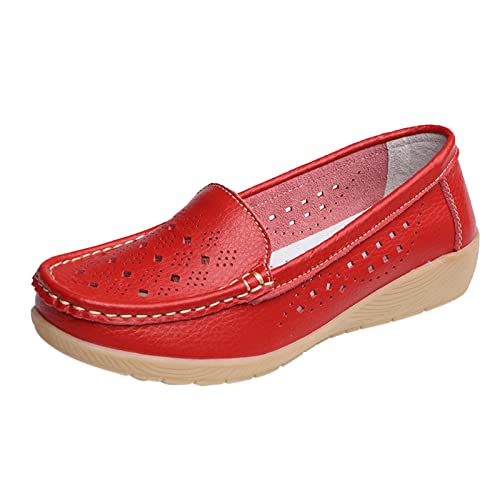 Sandales à plateforme femme chaussure plate marche confort conduite rouge 39.5
