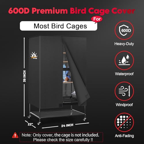 Zettum PC-B-7592-BLK Bird Cage Cover - 600D Bird Cage Covers thumb #1