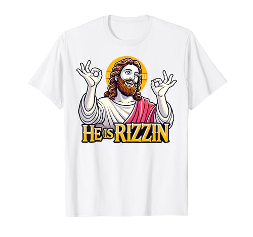 Divertente Gesù Lui è Rizzin Pasqua Christian Humor Maglietta
