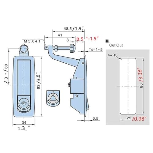Image of 6PCS Compression Latch Lock Trigger Latch Lock Adjustable Lever Hand Operated Push Button Actuation Compression Latches Flush Mount (Black-with Keys)