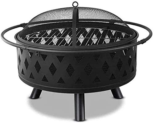 Parrilla de carbón grande para patio de hoguera de leña para parrilla exterior, parrilla de carbón sin humo con pantalla de chispas