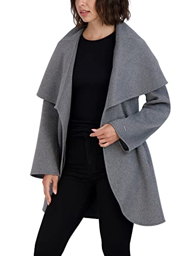 Image of TAHARI Womens Double-faced Luxury Soft Wool Blend Peacoat Removable Belt Wool Coat Oversized Collar