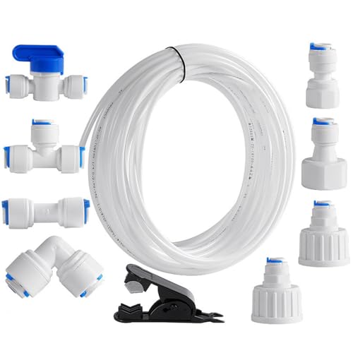 Tubos de alimentación de agua – Kit de tubo para de 15 metros, limpiador de agua de conexión rápida, incluye cortadores | conexión flexible: fácil instalación con conectores
