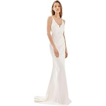 Topshop Bride V-Neck Satin Sheath Gown, US 6 Ivory
