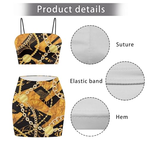 Image of 2025 Sexy Spaghetti Strap Crop Tops and Bodycon Skirt Casual 2 Piece Set S-4XL