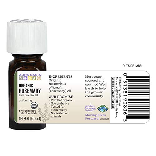 Aura Cacia Aromatherapy 100% Organic Essential Oil, Rosemary - 0.25 Oz #TOP5