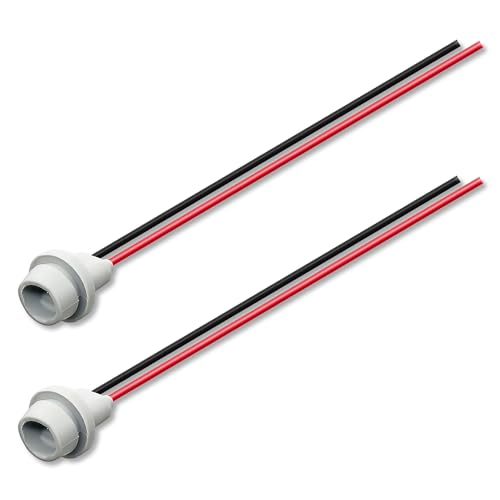 DAMA T10 T15 168 194 2825 W5W 920 921 Rubber Base Socket Wire Harness Extension Pigtail Connectors for Replacement or Retrofit | Durable Hard Rubber Female Pigtail 12 ga. 18 AWG | Pack of 2