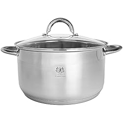 Olla Acero Inoxidable 24 Cm Olla de inducción 24 cm, 5 l, olla de acero inoxidable con tapa de vidrio y orificios de ventilación, olla sopera