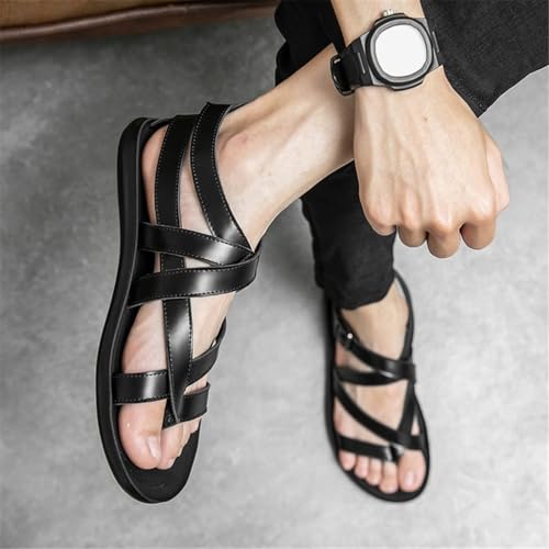 Men Leather Sandals Men Slippers Holidays Sandals Beach Shoes Men Soft Breathable Casual Shoes(OneColor,39)2