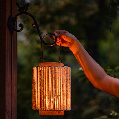 COMZPLIFE Farol decorativo para interiores y exteriores, grandes faroles colgantes hechos a mano, decoración del hogar, portavelas de metal vintage para porche delantero y patio