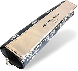 Hair Straighteners Vegan Leather Case & Roll Mat by j&m - Stylish Pouch & Zip-Up Bag with Detachable Mat for Protecting Surfaces - Fits ghd, BaByliss & Most Brands (Rose Gold)