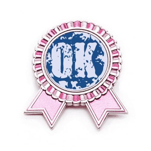 Broche ronde illustration rose OK Design en métal de finition premium