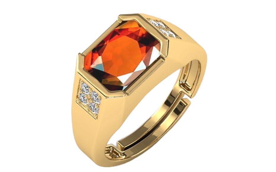 Bague en hessonite d'exception de 11,25 carats plaquée or pour sublimer vos tenues de collection