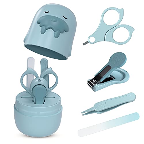 Image of Baby Nail Clippers Kit,Infant Manicure and Pedicure Grooming Kit,Newborn Nail Clipper File with Cute Case,Scissor,Nail File,Tweezers for Kids Toddlers