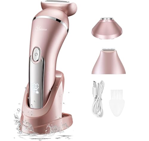 Hatteker 3 in 1 Women's Electric Shaver IPX7 Waterproof Lady Razor for Face Chin Arm Leg Armpit Bikini Line Cordless USB Rechargeable Dry Wet Use