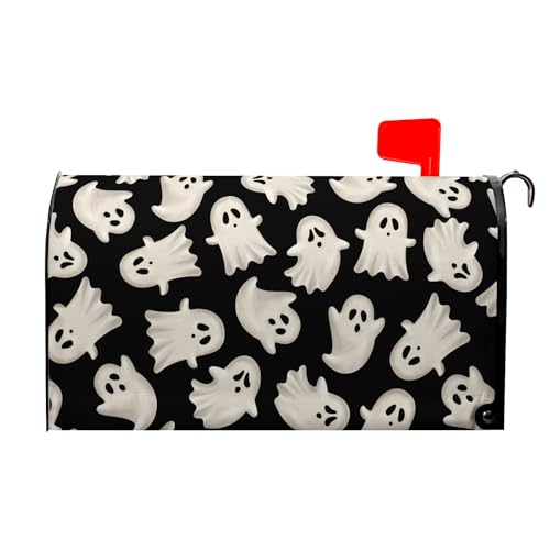 VentuCoven Ghost Mail Box Covers Magnetic Standard Size 21x18 inch Halloween Spooky Mailbox Cover Black Post Letter Box Cover Wraps for Outdoor Garden Decor