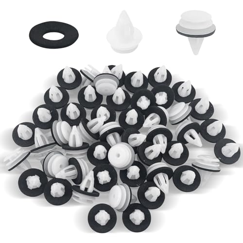 Eckerdromk 80PCS Grapas Coche, Universales Coches Clips Remache de Plastico con Diseño de Almohadilla Esponja, Grapas Coche Paneles de Puerta, Impermeables para la Mayoría de los Coches