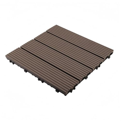 Wnbsiue ウッドデッキ 11枚 約1m2 ウッドデッキ ジョイントDIYフローリング 庭 ベランダ バルコニー タイル 屋外バルコニー接合床自己舗装 組み立てが簡単 テラス庭防水防腐屋外木製プラスチック床 滑り止め ベランダ 床 ガーデン ジョイント