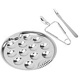 TOGEVAL Utensilios para Caracoles de Acero Inoxidable sin Óxido Incluye Plato con Ranuras Antideslizantes Tenedor y Pinzas para Mariscos Herramientas de Cocina Reutilizables para Hogar