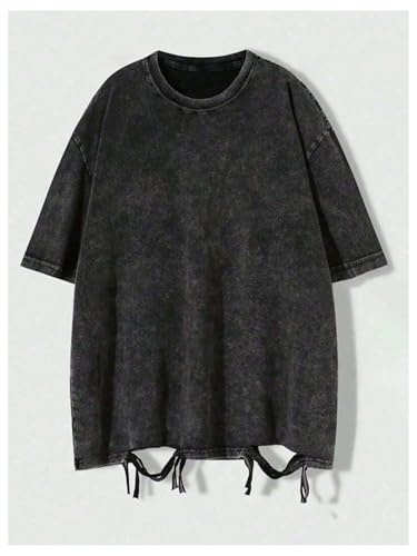 Men's Vintage Summer Tops Ripped Letter Graphic Tees Short Sleeve Crewneck Oversized T Shirts2