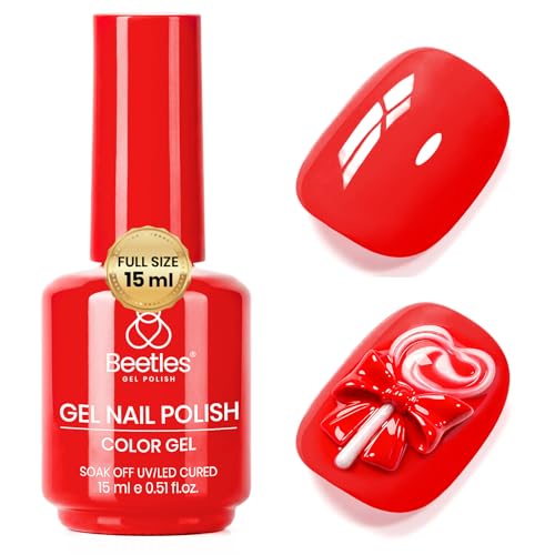 Image of Beetles Red Gel Polish - My Signature 15ML /0.51Fl Oz, Bright Red Gel Nail Polish, Color-Matched Bottle, Soak-Off UV LED, Long-Lasting Holiday & Summer Nails Art for DIY Beginners & Salon Pros