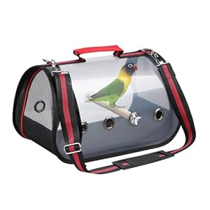 Bird Travel Cage Portable Small Parrot Carrier Transparent Breathable PVC Small Pet Birds Backpack with Shoulder Strap Small Animal Travel Shoulder Bag With Wooden Stick