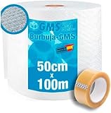 GMS - Rollo Burbuja 50cm x 100m + Precinto - Rollo Burbuja Mudanza - Rollo...