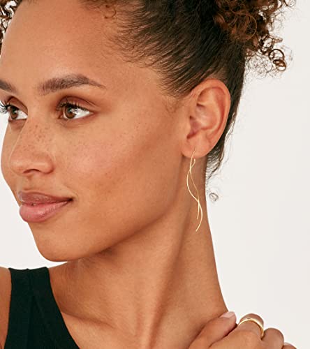 Image of PAVOI 14K Gold Plated Threader Earrings for Women, Statement Chain Earrings | Hypoallergenic Earrings with 925 Sterling Silver Posts, Dangle Chain Threader Earrings Double Piercing