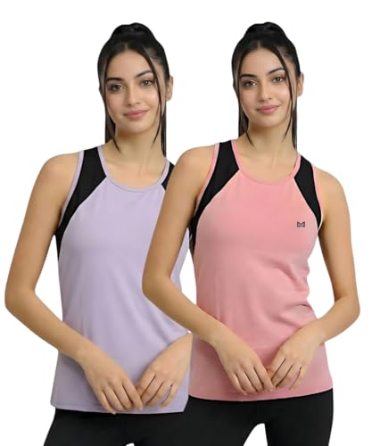 Image of White Moon Women's Gym Tank Top Combo | Pack of 2 Sleeveless Sports T-Shirts for Running, Training & Yoga